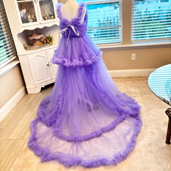NEW Tulle Maternity Dress for Photoshoot Bridal Robe Dusty Purple NWOT Size M - Picture 4 of 8